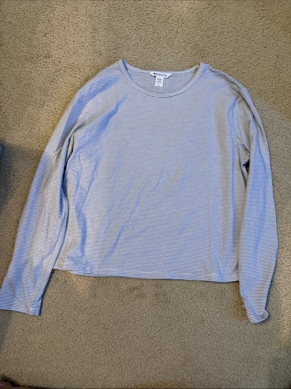 Athleta Striped Long Sleeve Top - Light Blue & White